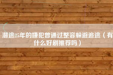 潜逃25年的嫌犯曾通过整容躲避追逃（有什么好剧推荐吗）