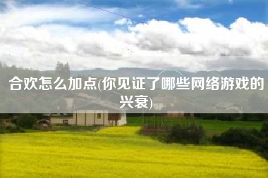 合欢怎么加点(你见证了哪些网络游戏的兴衰)