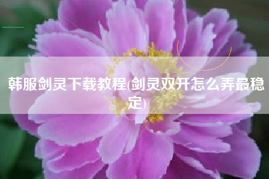 韩服剑灵下载教程(剑灵双开怎么弄最稳定)