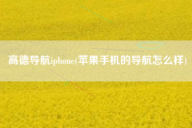 高德导航iphone(苹果手机的导航怎么样)