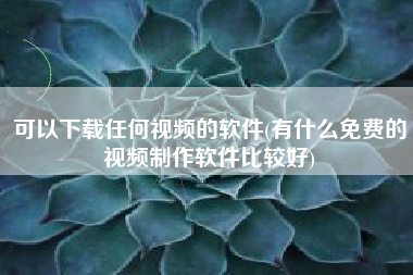 可以下载任何视频的软件(有什么免费的视频制作软件比较好)