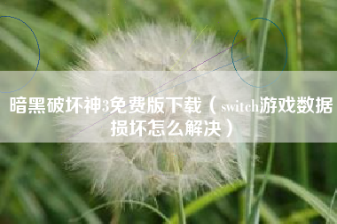 暗黑破坏神3免费版下载（switch游戏数据损坏怎么解决）