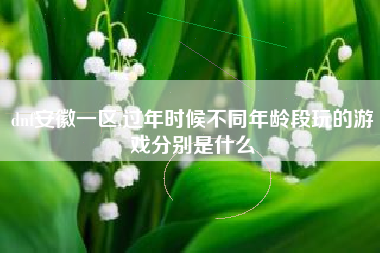 dnf安徽一区,过年时候不同年龄段玩的游戏分别是什么