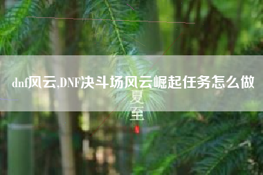 dnf风云,DNF决斗场风云崛起任务怎么做