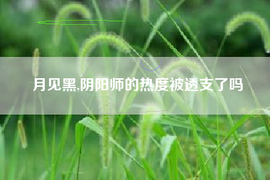 月见黑,阴阳师的热度被透支了吗