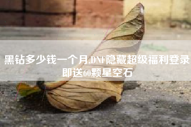 黑钻多少钱一个月,DNF隐藏超级福利登录即送60颗星空石