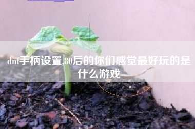 dnf手柄设置,80后的你们感觉最好玩的是什么游戏