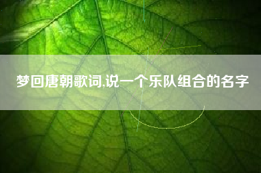 梦回唐朝歌词,说一个乐队组合的名字