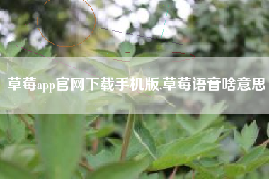 草莓app官网下载手机版,草莓语音啥意思