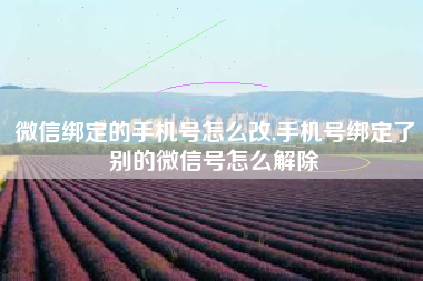 微信绑定的手机号怎么改,手机号绑定了别的微信号怎么解除