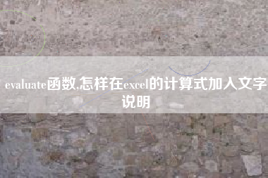 evaluate函数,怎样在excel的计算式加入文字说明