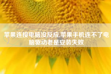 苹果连接电脑没反应,苹果手机连不了电脑驱动老是安装失败