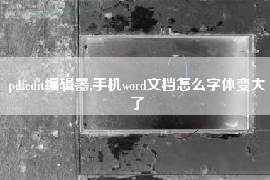 pdfedit编辑器,手机word文档怎么字体变大了