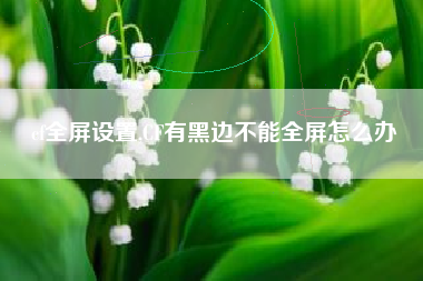 cf全屏设置,CF有黑边不能全屏怎么办