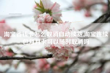 淘宝省钱卡怎么取消自动续费,淘宝连续包月月卡可以随时取消吗