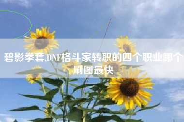 碧影拳套,DNF格斗家转职的四个职业哪个刷图最快