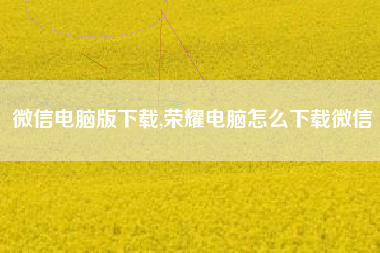 微信电脑版下载,荣耀电脑怎么下载微信