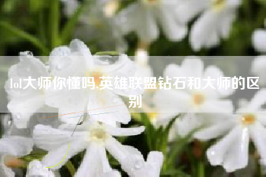 lol大师你懂吗,英雄联盟钻石和大师的区别