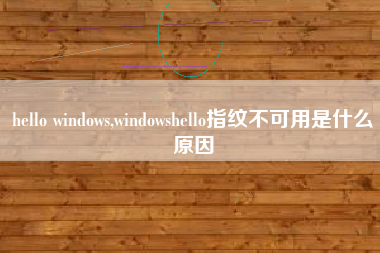 hello windows,windowshello指纹不可用是什么原因