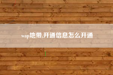 wap地带,开通信息怎么开通