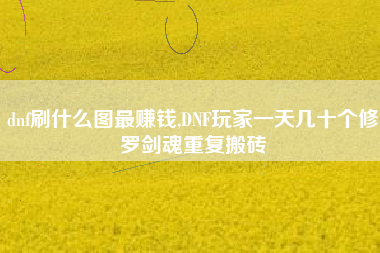 dnf刷什么图最赚钱,DNF玩家一天几十个修罗剑魂重复搬砖