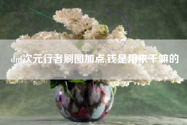 dnf次元行者刷图加点,钱是用来干嘛的