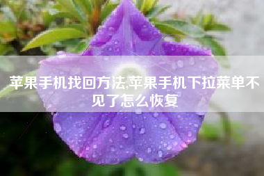 苹果手机找回方法,苹果手机下拉菜单不见了怎么恢复