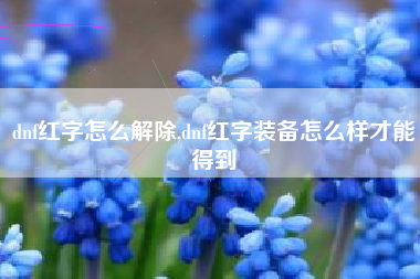 dnf红字怎么解除,dnf红字装备怎么样才能得到