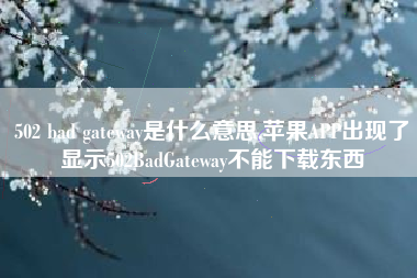 502 bad gateway是什么意思,苹果APP出现了显示502BadGateway不能下载东西