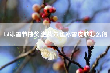 lol冰雪节抽奖,逆战朱雀冰雪皮肤怎么得