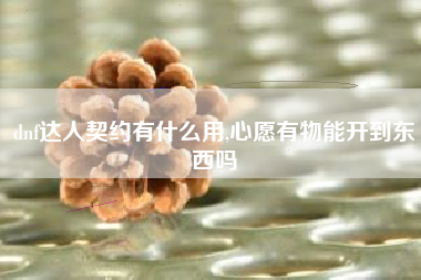 dnf达人契约有什么用,心愿有物能开到东西吗