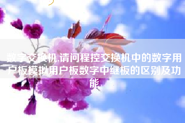 数字交换机,请问程控交换机中的数字用户板模拟用户板数字中继板的区别及功能