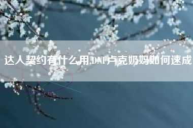 达人契约有什么用,DNF卢克奶妈如何速成