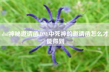 dnf神秘邀请函,DNF中死神的邀请函怎么才能得到