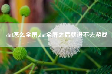 dnf怎么全屏,dnf全屏之后就进不去游戏