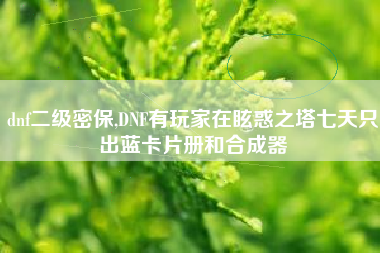 dnf二级密保,DNF有玩家在眩惑之塔七天只出蓝卡片册和合成器