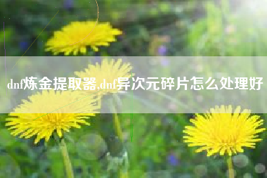 dnf炼金提取器,dnf异次元碎片怎么处理好