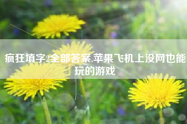 疯狂填字2全部答案,苹果飞机上没网也能玩的游戏