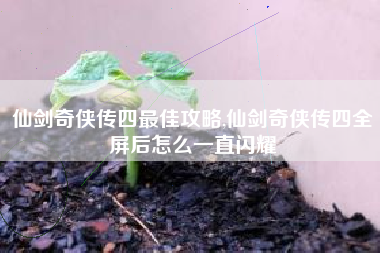 仙剑奇侠传四最佳攻略,仙剑奇侠传四全屏后怎么一直闪耀